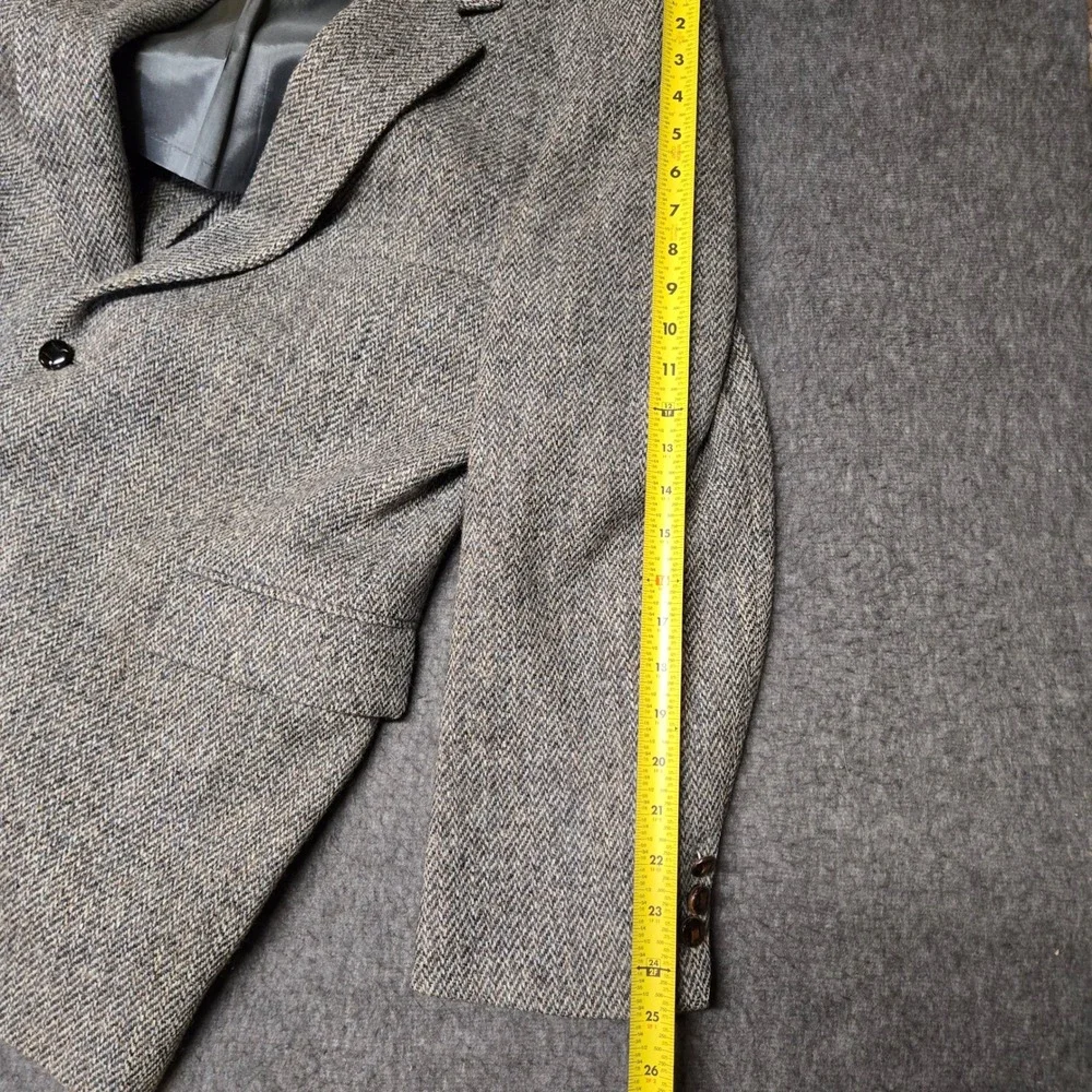 Vintage Harris Tweed Blazer Mens 46L College Hall Herringbone Wool Sport Coat